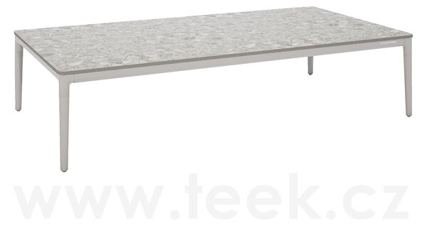 Manutti Konferenční stolek Zendo Sense, Manutti, obdélníkový 150x80x35 cm, rám hliník bílý white, deska brushed teak