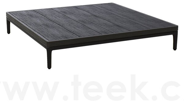 Manutti Konferenční stolek Zendo Sense, Manutti, čtvercový 96x96x15 cm, rám hliník bílý white, deska brushed teak