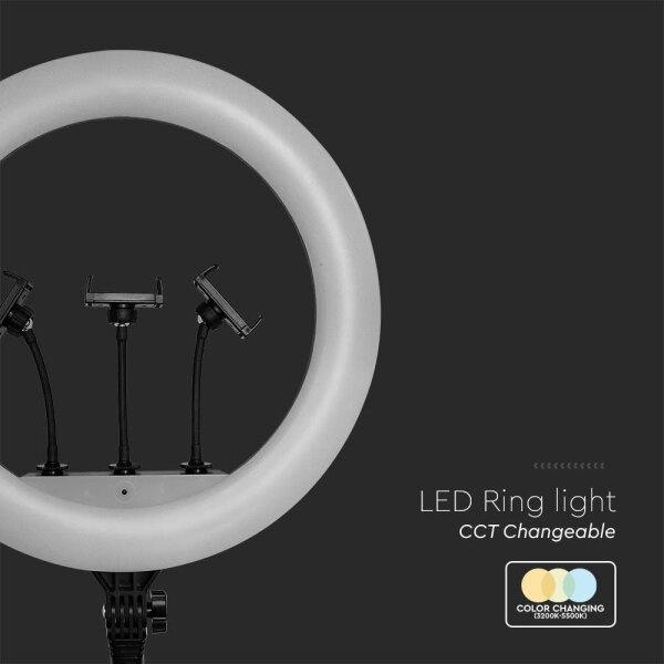 LED Stmívatelná lampa se stojanem a držákem pro vlogování LED/55W/230V