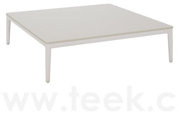 Manutti Konferenční stolek Zendo Sense, Manutti, čtvercový 96x96x25 cm, rám hliník bílý white, deska brushed teak
