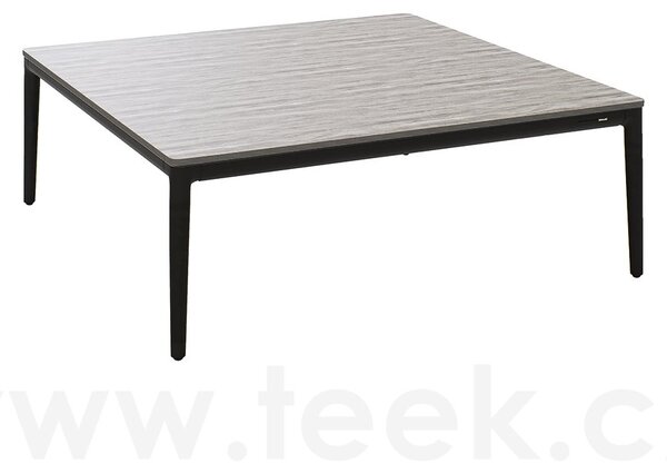 Manutti Konferenční stolek Zendo Sense, Manutti, čtvercový 96x96x35 cm, rám hliník bílý white, deska brushed teak