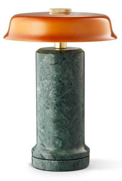 DESIGN BY US LED stolní lampa na baterie Trip No. 2, zelená/jantarová, mramor, sklo, stmívatelný, Zelená, Obývací pokoj / jídelna, Kámen, Design