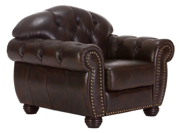SOB Nábytek - Kožené křeslo hnědé Chesterfield III pravá kůže - F0A00000853W