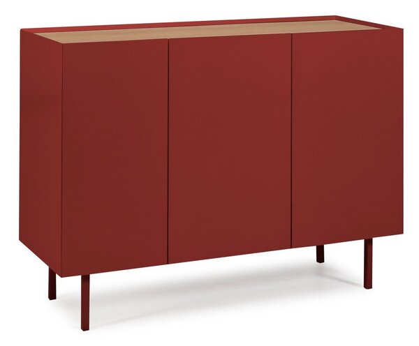 Červená nízká komoda v dekoru dubu 110x85 cm Arista – Teulat