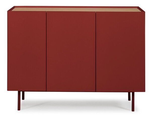 Červená nízká komoda v dekoru dubu 110x85 cm Arista – Teulat