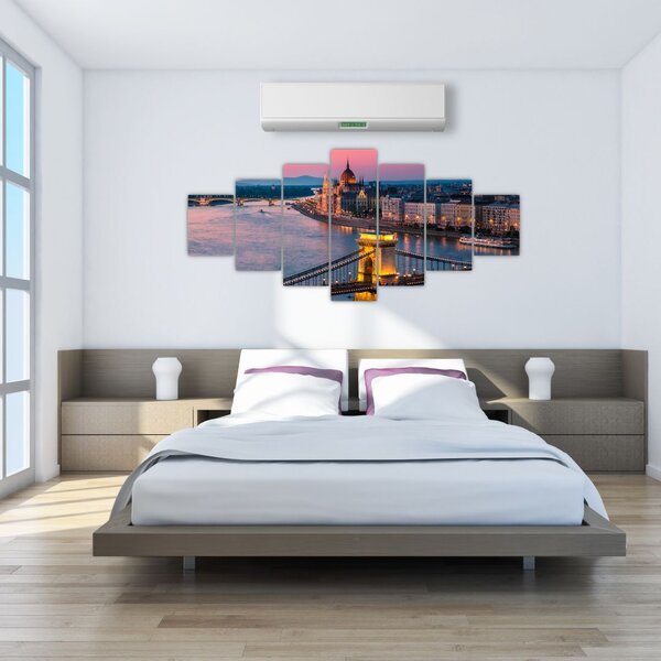 Obraz - Panorama města, Budapešť, Maďarsko (210x100 cm)