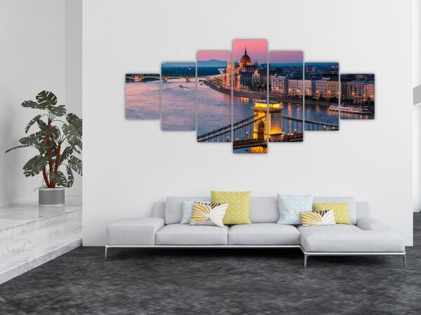 Obraz - Panorama města, Budapešť, Maďarsko (210x100 cm)