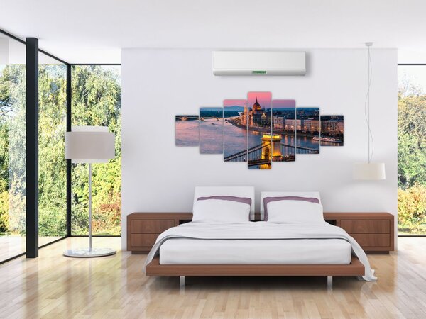 Obraz - Panorama města, Budapešť, Maďarsko (210x100 cm)