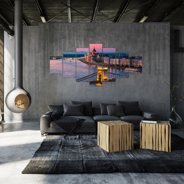 Obraz - Panorama města, Budapešť, Maďarsko (210x100 cm)