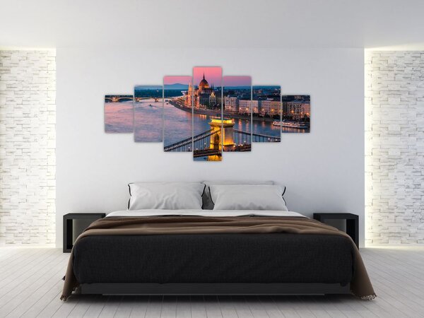 Obraz - Panorama města, Budapešť, Maďarsko (210x100 cm)