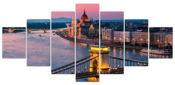 Obraz - Panorama města, Budapešť, Maďarsko (210x100 cm)