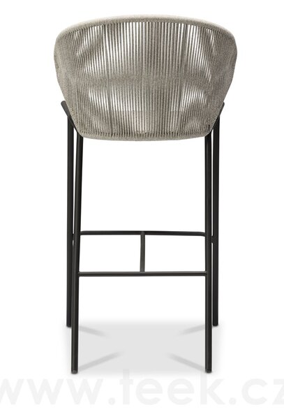 Manutti Barové křeslo Radoc vyšší, Manutti, 61x66x112 cm, nerezová ocel šedobéžová flint, výplet lanko pepper, bez sedáků