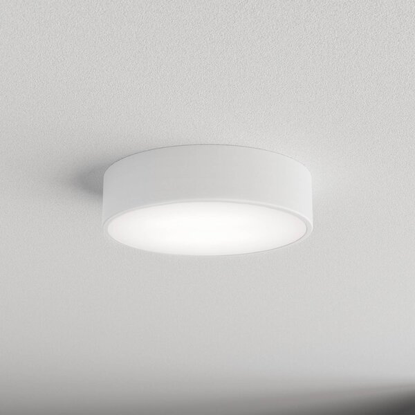 TEMAR LIGHTING Stropní světlo Cleo 300, bílé, senzor, IP20, Ø 30 cm, kov, Bílá / opál, Obývací pokoj / jídelna, kov, Moderní