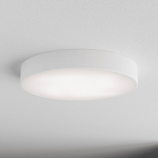 TEMAR LIGHTING Stropní světlo Cleo 500, bílé, senzor, IP54, Ø 50 cm, kov, Bílá / opál, Chodba, kov, Moderní