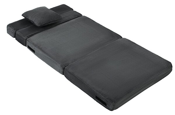HOMCOM 2-in-1 Folding Sleeper Chair — Foldable Sofa Bed with Corduroy Upholstery, Padded Folding Mattress, Guest Floor Chair for Bedroom & Living Room