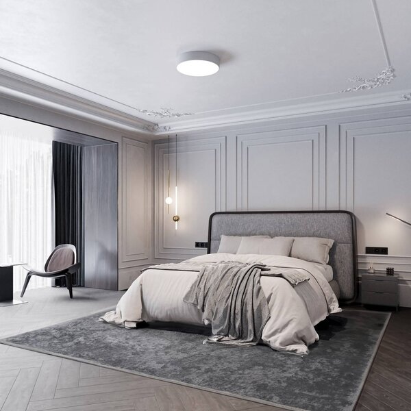 TEMAR LIGHTING Stropní světlo Cleo 400, Ø 40 cm šedá, stmívatelný, Hliník / šedá / zinek, Obývací pokoj / jídelna, kov, Moderní