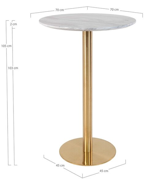 Kulatý barový stůl s deskou v dekoru mramoru ø 70 cm Bolzano – House Nordic