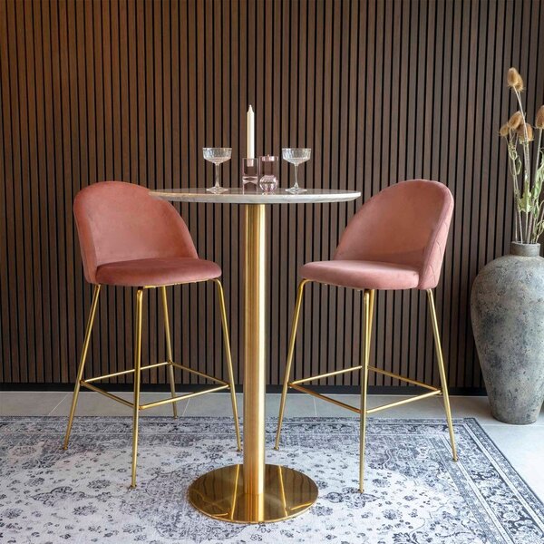 Kulatý barový stůl s deskou v dekoru mramoru ø 70 cm Bolzano – House Nordic