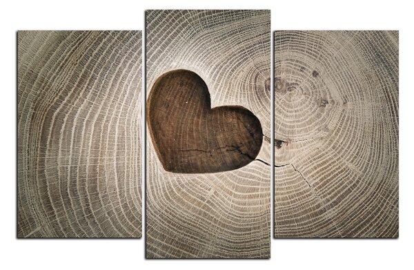 Obraz na plátně - Srdce na dřevěném pozadí 1207C (90x60 cm)