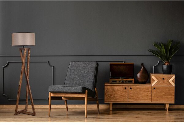 Hnědá stojací lampa s textilním stínidlem (výška 149 cm) Maçka – Opviq lights