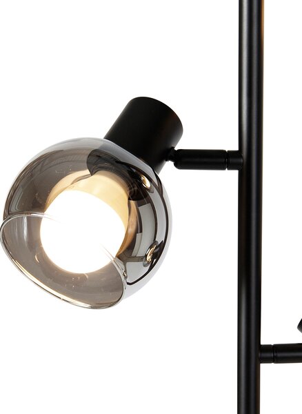 Chytrá stojací lampa černá s kouřovým sklem vč. 3 Wifi P45 - Vidro