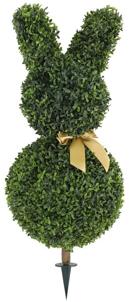 HOMCOM umělý buxus ve tvaru králíka, 83 cm – umělá rostlina s kolíkem do obýváku, ložnice, kanceláře a zahrady | Aosom