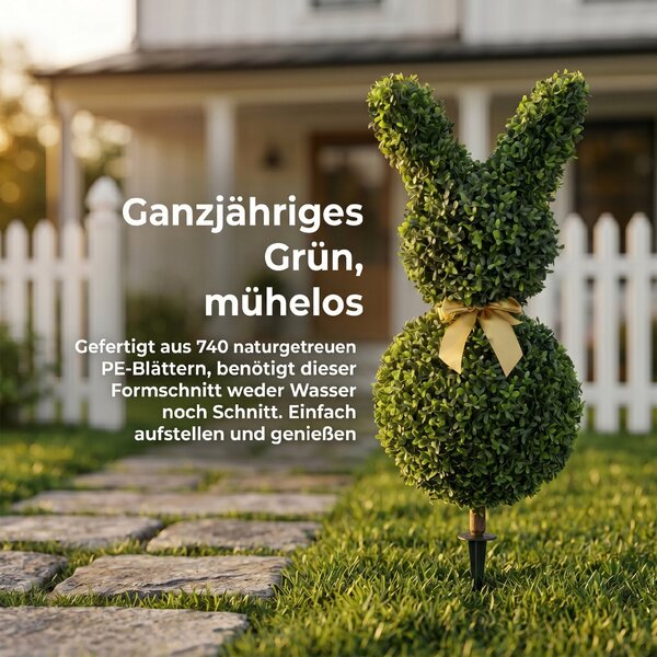 HOMCOM umělý buxus ve tvaru králíka, 83 cm – umělá rostlina s kolíkem do obýváku, ložnice, kanceláře a zahrady | Aosom