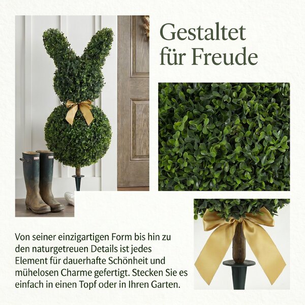 HOMCOM umělý buxus ve tvaru králíka, 83 cm – umělá rostlina s kolíkem do obýváku, ložnice, kanceláře a zahrady | Aosom