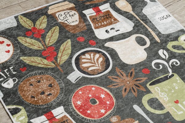 Makro Abra Kusový koberec vhodný k praní ANDRE 1297 Do kuchyně protiskluzový hnědý Rozměr: 80x200 cm