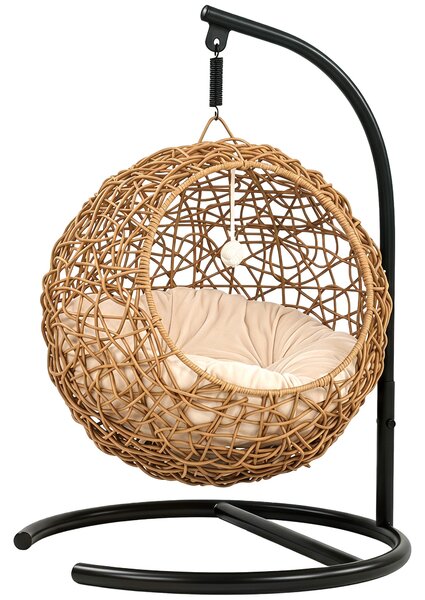 PawHut pletené kočičí lůžko — vyvýšený ratanový dům s pratelným polštářem a hračkou, 45 × 41 × 75 cm, světle hnědý | Aosom