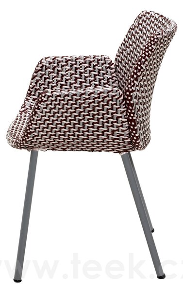Cane-line Jídelní křeslo Vibe, Cane-line, 59x56x83 cm, rám kov, výplet umělý ratan barva light grey/bordeaux/dusty rose