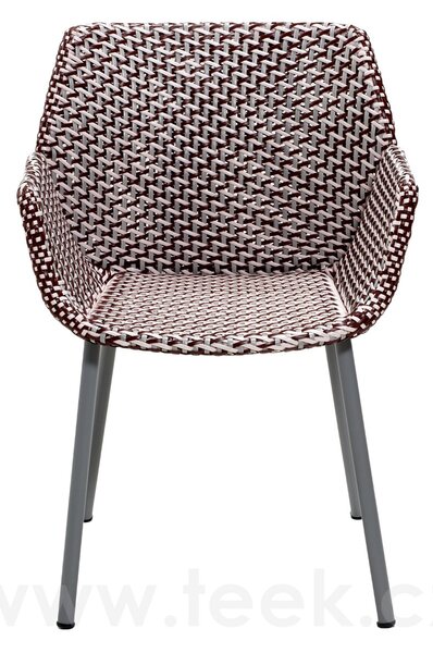 Cane-line Jídelní křeslo Vibe, Cane-line, 59x56x83 cm, rám kov, výplet umělý ratan barva light grey/bordeaux/dusty rose