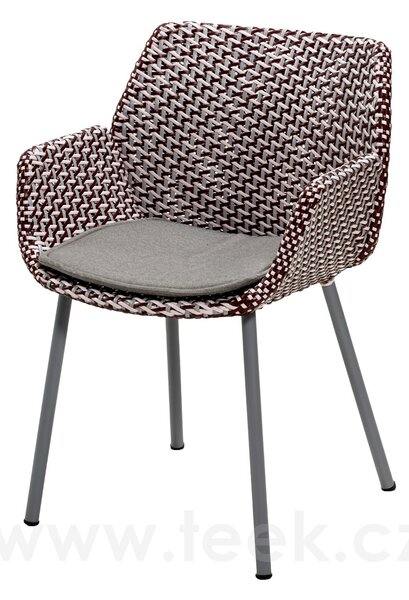 Cane-line Jídelní křeslo Vibe, Cane-line, 59x56x83 cm, rám kov, výplet umělý ratan barva light grey/bordeaux/dusty rose