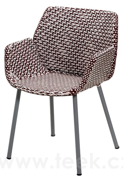 Cane-line Jídelní křeslo Vibe, Cane-line, 59x56x83 cm, rám kov, výplet umělý ratan barva light grey/bordeaux/dusty rose