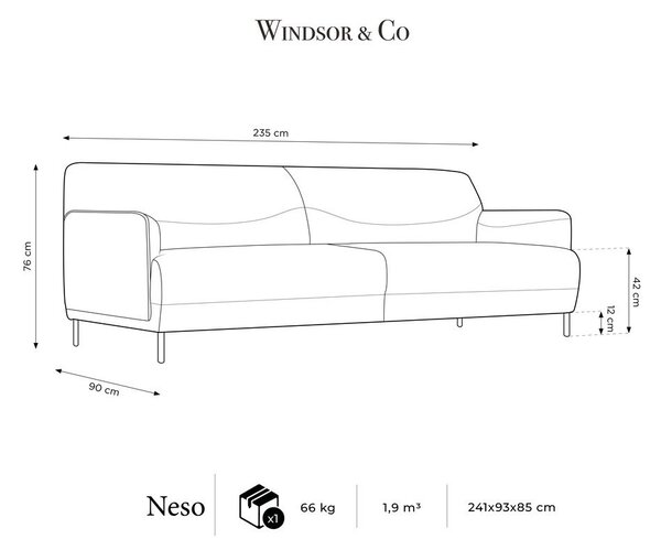 Modrá pohovka Windsor & Co Sofas Neso, 235 cm