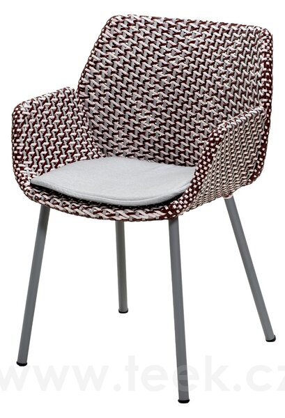 Cane-line Jídelní křeslo Vibe, Cane-line, 59x56x83 cm, rám kov, výplet umělý ratan barva light grey/bordeaux/dusty rose