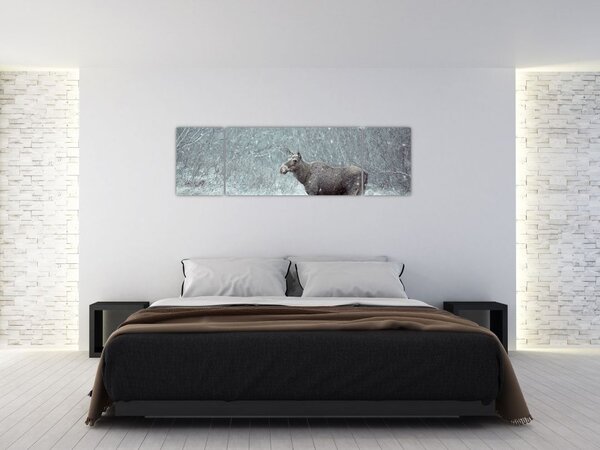 Obraz - Los v zasněženém lese (170x50 cm)