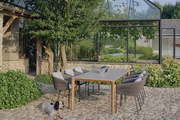 Royal Botania Jídelní stůl U-Nite, Royal Botania, 75x75x75 cm, rám teak, deska keramika ceppo dolomitica