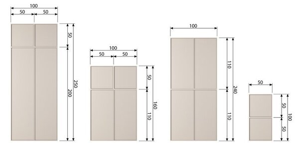 Krémová modulární skříň z borovicového dřeva 50x200 cm Daily – vtwonen