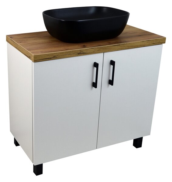 Comodo Koupelnová skříňka pod deskové umyvadlo ROSO W 80-HD - bílá/zlatý dub