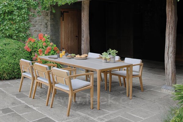 Royal Botania Jídelní stůl U-Nite, Royal Botania, 75x75x75 cm, rám teak, deska keramika ceppo dolomitica