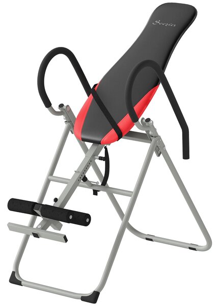 SPORTNOW skládací invertovací lavice z oceli, nastavitelná 0–90°, nastavitelná opora kotníků, bezpečnostní pás, protiskluzové nohy, nosnost 120 kg | A