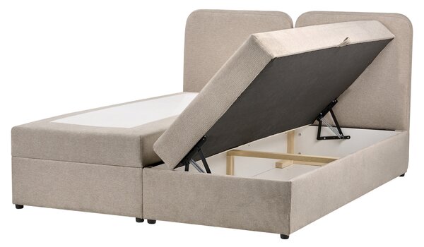 Kontinentální postel s úložným prostorem Tkanina CHANCELLOR 160 x 200 cm Taupe