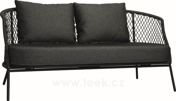 Stern 2-místná pohovka Odea, Stern, 160x78x72 cm, rám lakovaný hliník černý (black matt), lankový výplet pepper, rychleschnoucí výplň, sedáky 100% akryl Silk Black