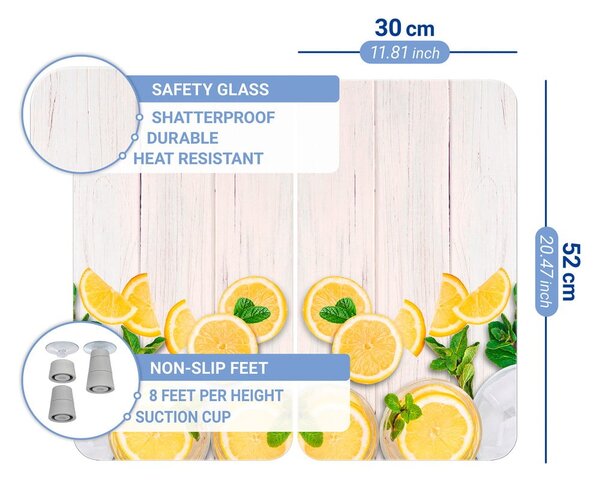 Kryty na sporák z tvrzeného skla v sadě 2 ks 52x30 cm Lemons – Wenko