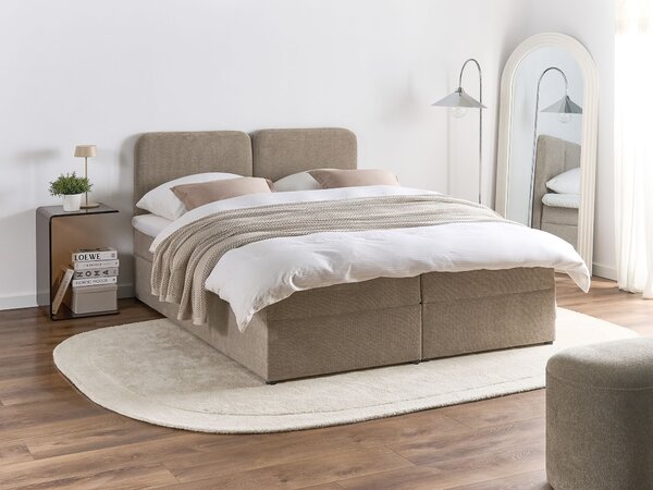 Kontinentální postel s úložným prostorem Tkanina CHANCELLOR 160 x 200 cm Taupe