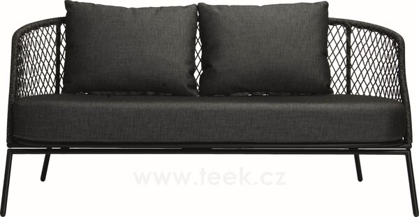 Stern 2-místná pohovka Odea, Stern, 160x78x72 cm, rám lakovaný hliník černý (black matt), lankový výplet pepper, rychleschnoucí výplň, sedáky 100% akryl Silk Black