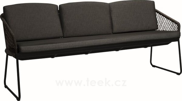 Stern Jídelní 3-místná lavice Odea, Stern, 198x66x88 cm, rám lakovaný hliník černý (black matt), lankový výplet pepper, sedáky 100% akryl Silk Black