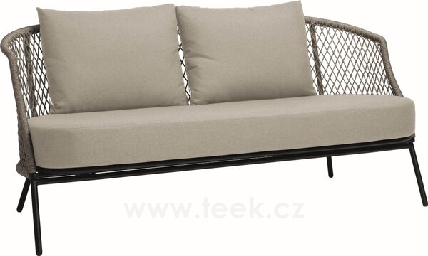 Stern 2-místná pohovka Odea, Stern, 160x78x72 cm, rám lakovaný hliník černý (black matt), lankový výplet pepper, rychleschnoucí výplň, sedáky 100% akryl Silk Black