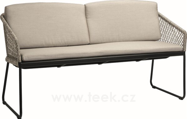 Stern Jídelní 2-místná lavice Odea, Stern, 158x66x88 cm, rám lakovaný hliník černý (black matt), lankový výplet pepper, sedáky 100% akryl Silk Black